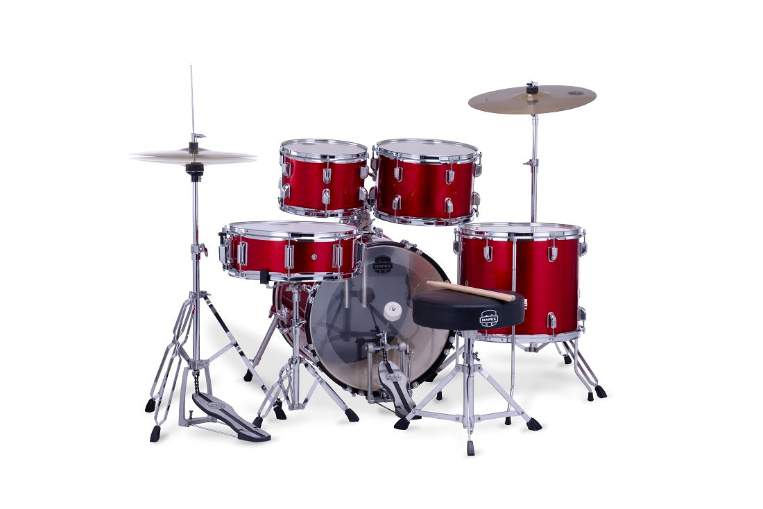 Mapex Comet Complete 5-Piece Drum Kit 10"/12"/14"/14"S/20"K w/ Cymbals and Hardware - Infra Red