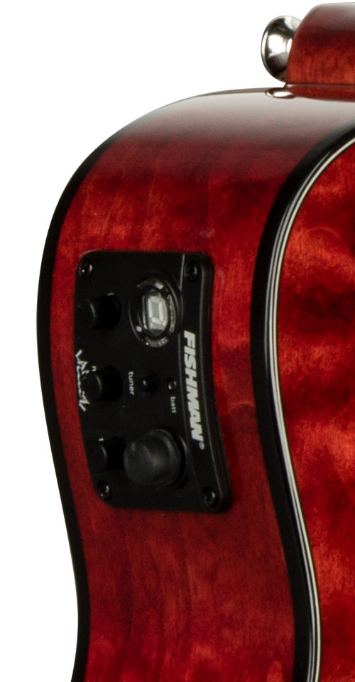 Lanikai Quilted Maple Concert A/E Ukulele, Red Stain