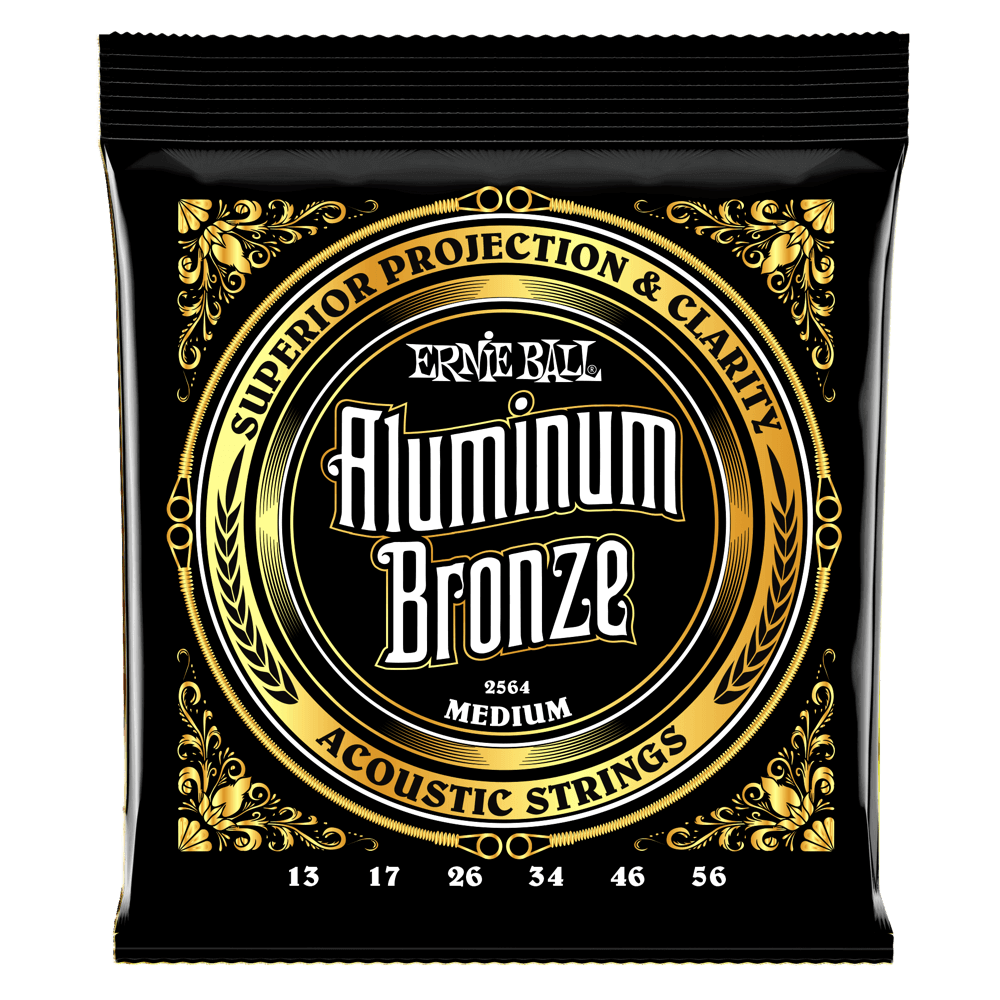 Ernie Ball P02564 Medium Acoustic Guitar Strings Aluminum Bronze 13-56 (3-Pack)
