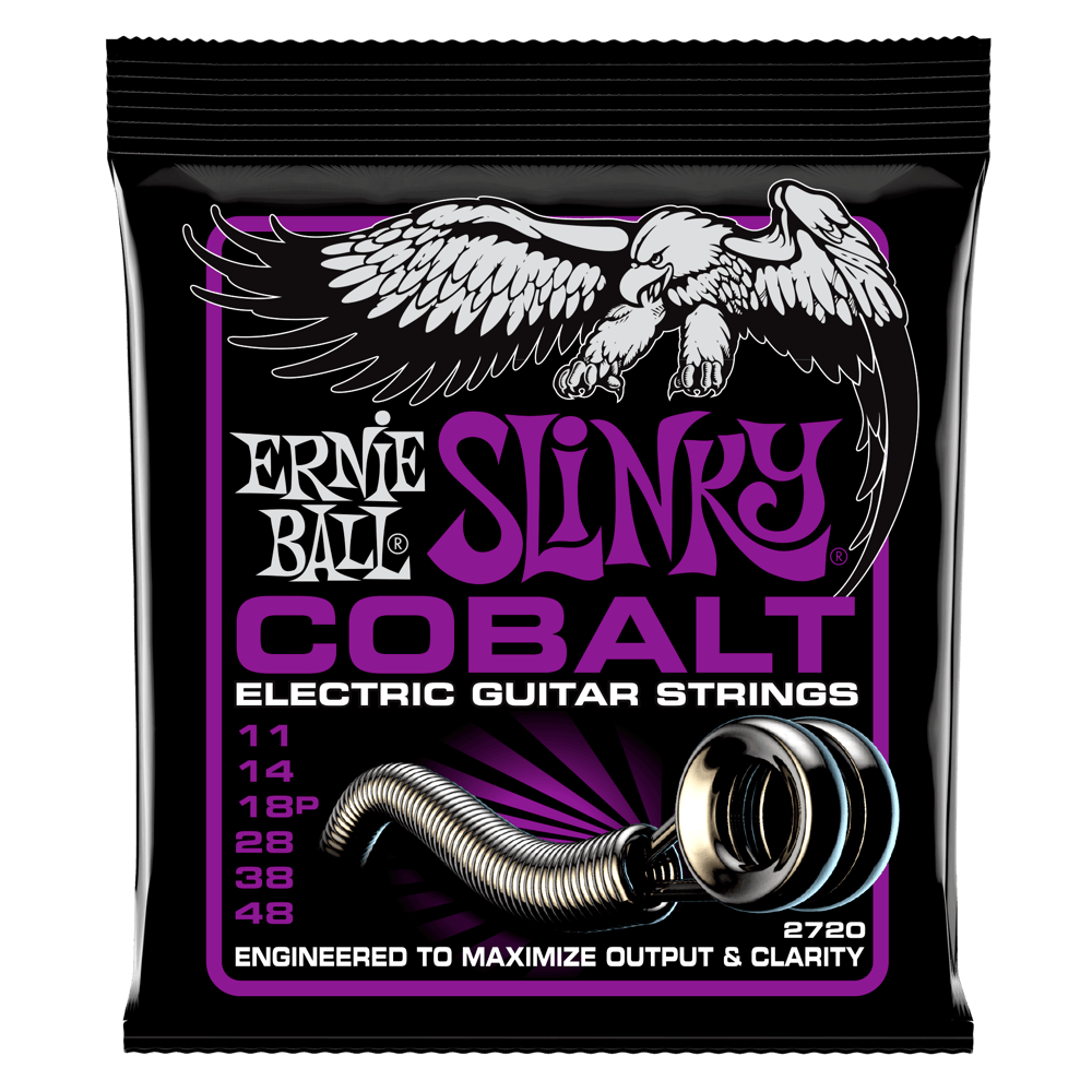 Ernie Ball P02720 Power Slinky Cobalt Electric Guitar Strings 11-48 (3-Pack)