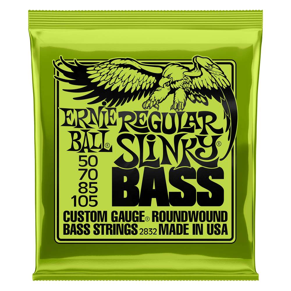 Ernie Ball P02832 Regular Slinky 4-String Electric Bass Strings Nickel Wound 50-105 (2-Pack)