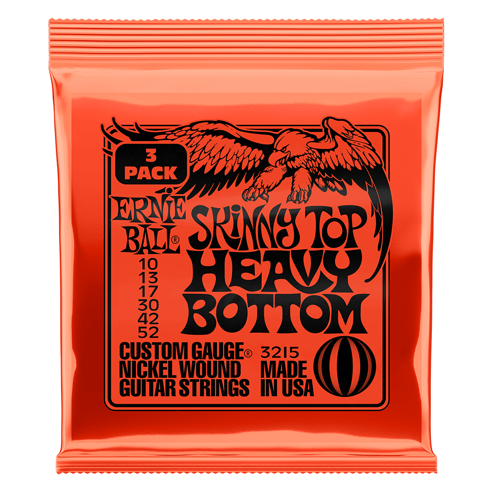Ernie Ball P03215 Skinny Top Heavy Bottom Slinky Electric Guitar Strings Nickel Wound 10-52 (3-Pack)