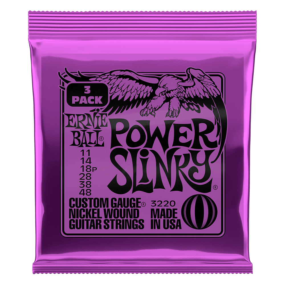 Ernie Ball P03220 Power Slinky Electric Guitar Strings Nickel Wound 11-48 (3-Pack)
