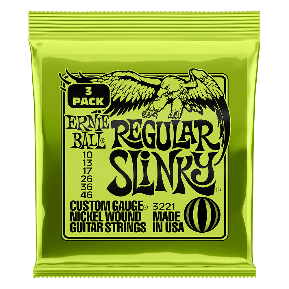 Ernie Ball P03221 Regular Slinky Electric Guitar Strings Nickel Wound 10-46 (3-Pack)