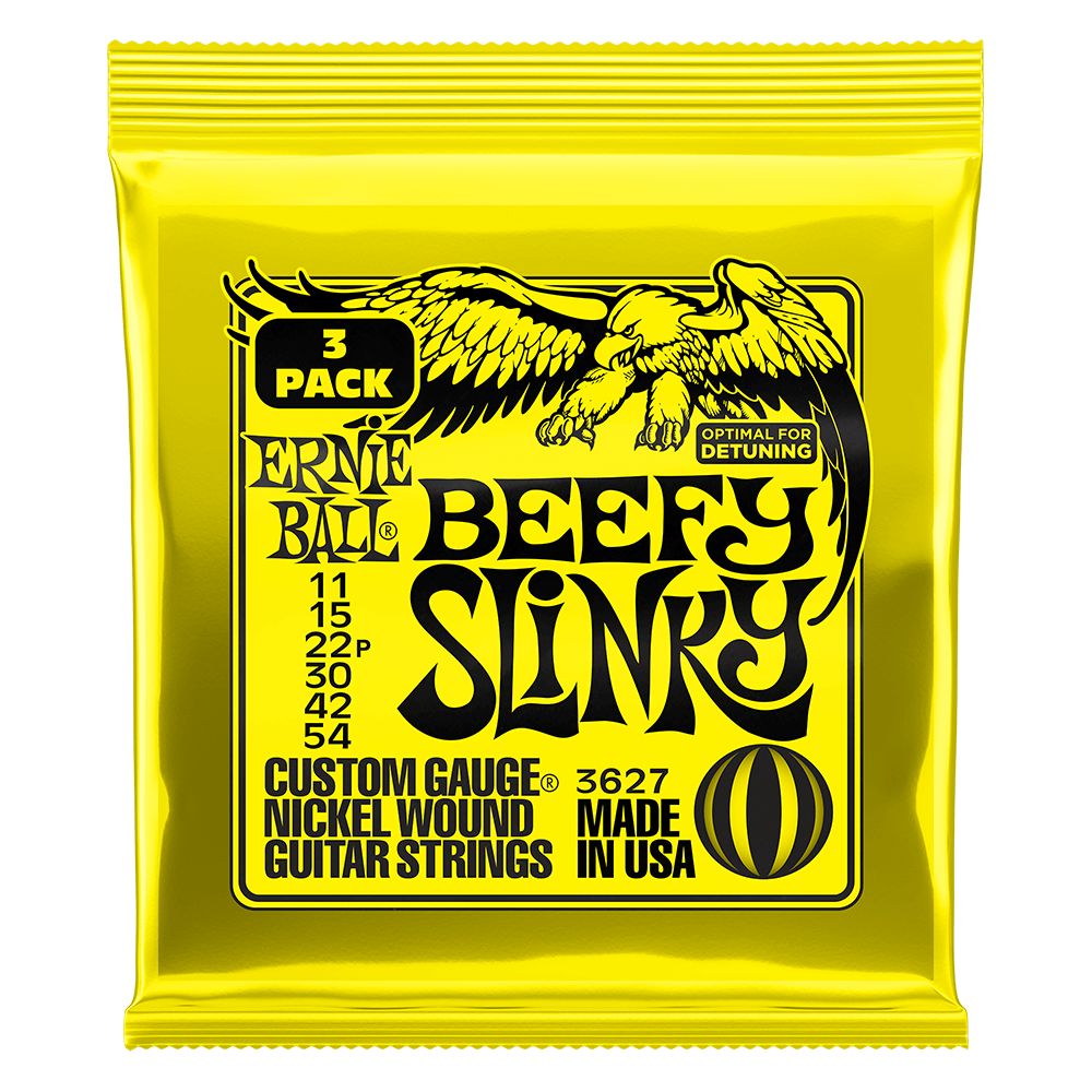 Ernie Ball P03627 Beefy Slinky Electric Guitar Strings Nickel Wound 11-54 (3-Pack)