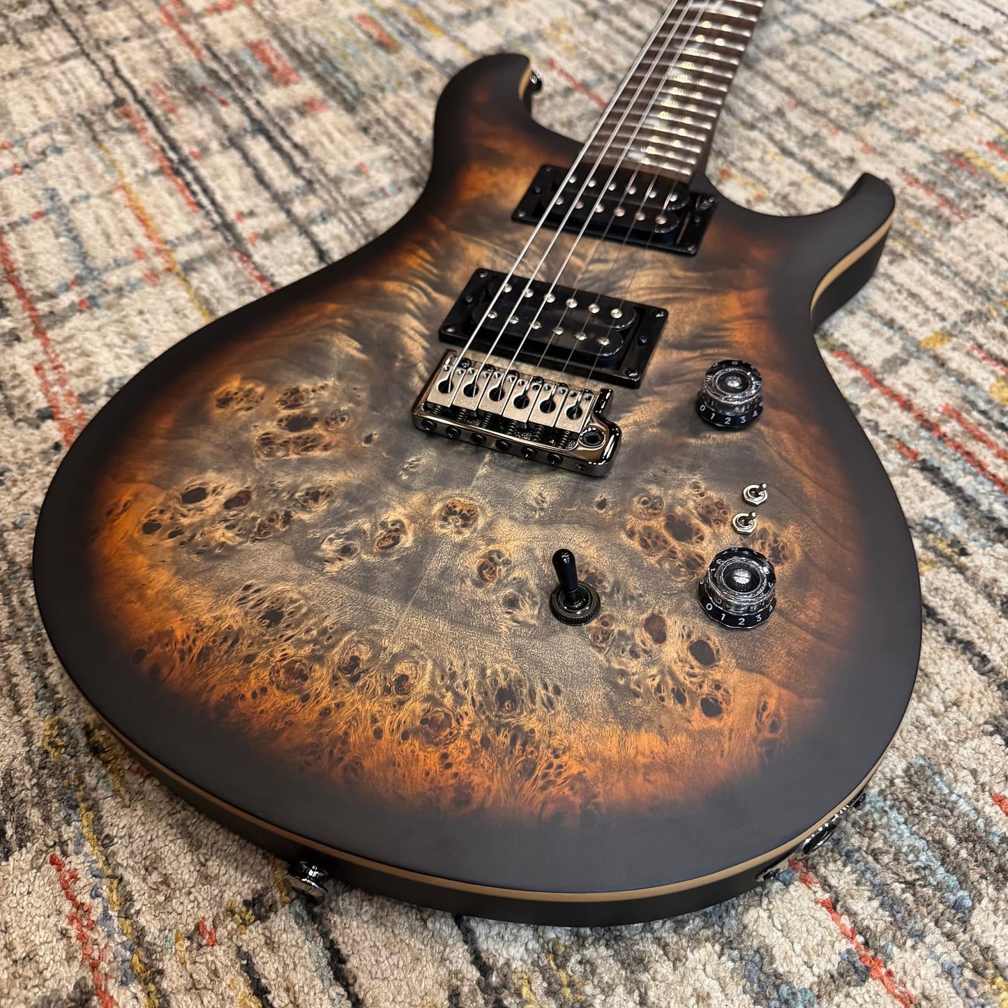 Paul Reed Smith SE Custom 24-08 Poplar Burl Limited Edition 2025 - Charcoal Cherry Midnight Burst