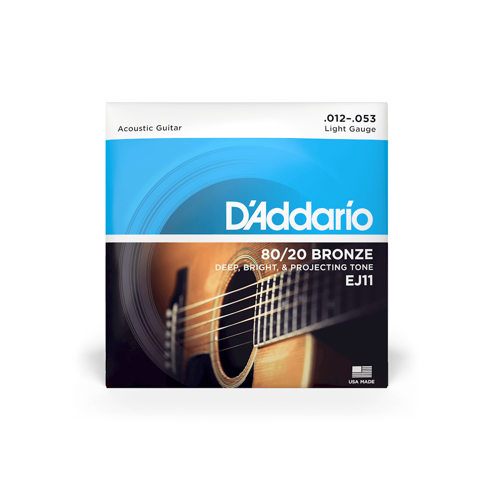 D'Addario EJ11 Regular Light Acoustic Guitar Strings 12-53 80/20 Bronze (3-Pack)