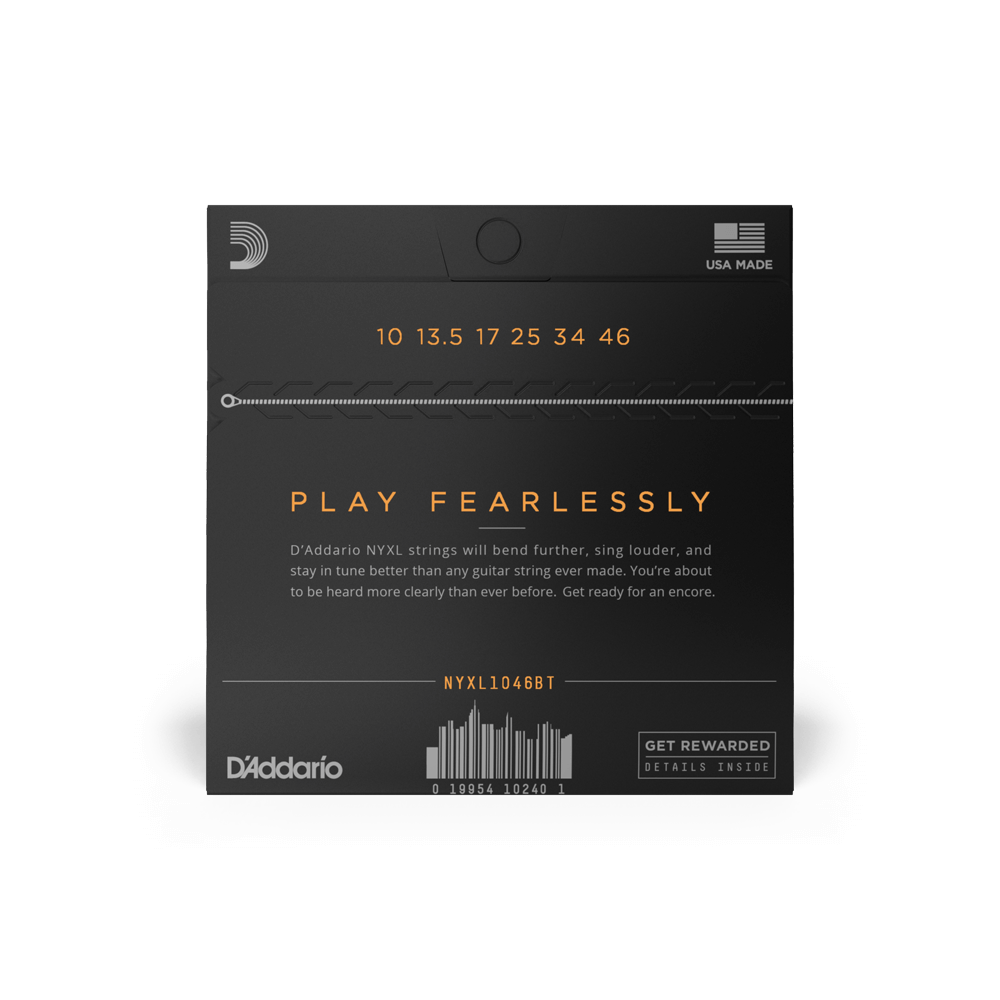 D'Addario NYXL1046BT Regular Light Balanced Tension Electric Guitar Strings 10-46 (3-Pack)