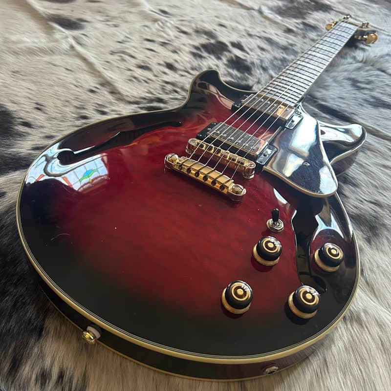 USED Ibanez AM93-TRS Artcore with BurstBuckers W/Case - Transparent Red Sunburst