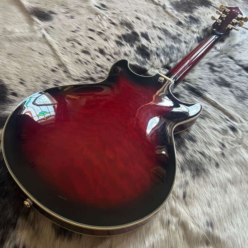 USED Ibanez AM93-TRS Artcore with BurstBuckers W/Case - Transparent Red Sunburst