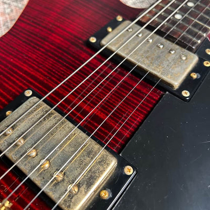 USED Epiphone Dot Deluxe Flame Top W/Case - Wine Red