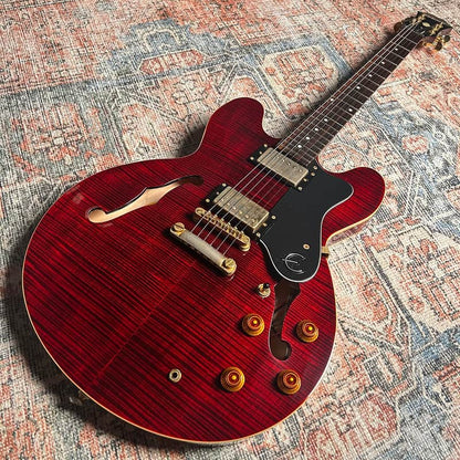 USED Epiphone Dot Deluxe Flame Top W/Case - Wine Red