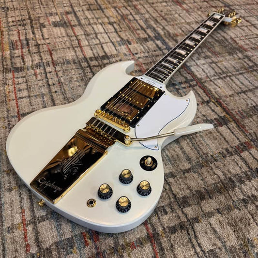 Epiphone "Inspired by Gibson Custom" '63 Les Paul SG Custom with Maestro Vibrola w/Case - Classic White
