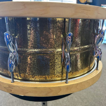 USED Premier '21' 14x6.5" Brass Rare Vintage Snare Drum W/ Wood Hoops