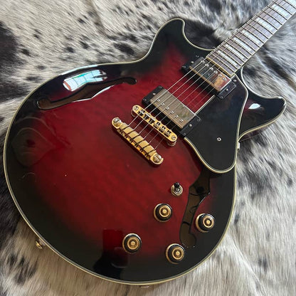 USED Ibanez AM93-TRS Artcore with BurstBuckers W/Case - Transparent Red Sunburst