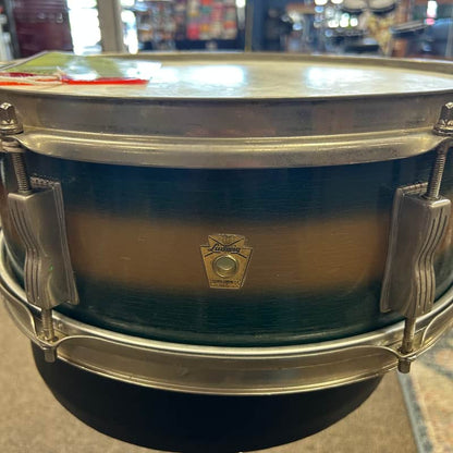 VINTAGE 1960's Ludwig No. 491 5"x14" Pioneer Snare Drum - Green and Gold Duco