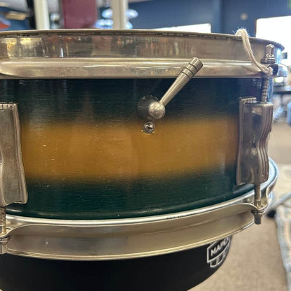 VINTAGE 1960's Ludwig No. 491 5"x14" Pioneer Snare Drum - Green and Gold Duco