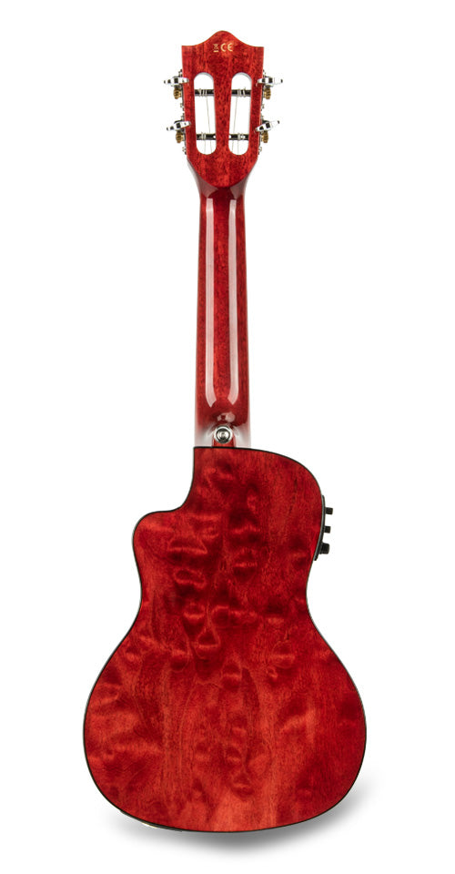 Lanikai Quilted Maple Concert A/E Ukulele, Red Stain