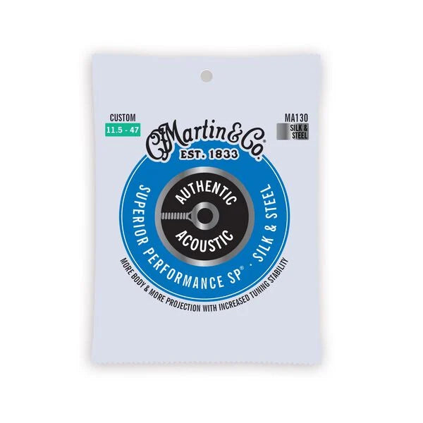 Martin MA130 Authentic Acoustic SP® Guitar Strings 11.5-47 Silk & Steel (3-Pack)