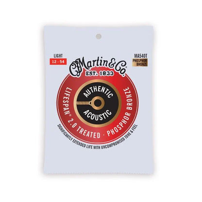 Martin MA540T Light Authentic Acoustic Lifespan® 2.0 Guitar Strings 12-54 Phosphor Bronze (3-Pack)
