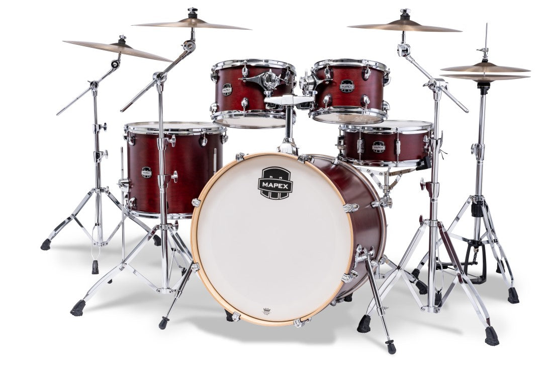 Mapex Mars Maple 5-Piece Rock Shell Pack 10"/12"/16"/14"S/22"K - Merlot Satin