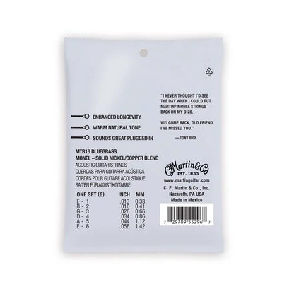 Martin MTR13 Medium Bluegrass Tony Rice's Choice Retro® Acoustic Guitar Strings Monel 13-56 (3-Pack)