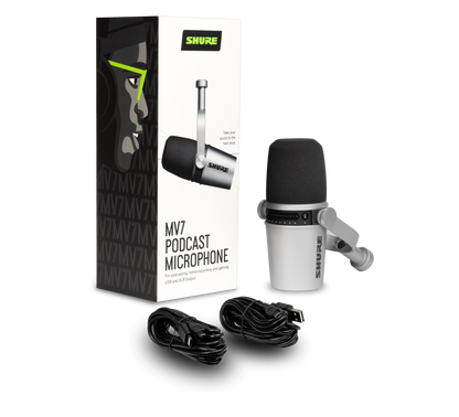 Shure MV7 Mobile Dynamic Microphone w/ USB and XLR - Silver