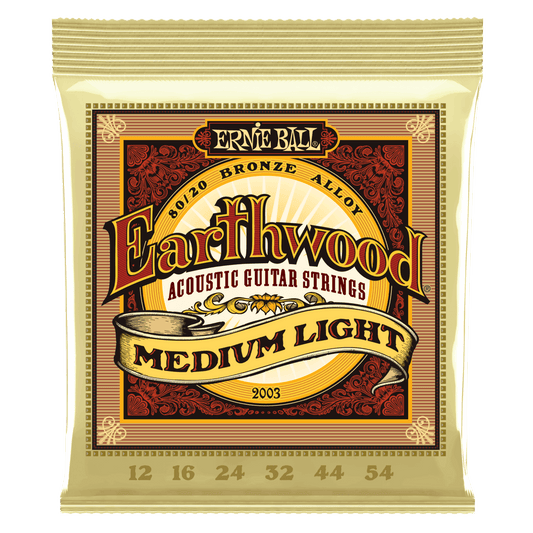Ernie Ball P02003 Earthwood Medium-Light Acoustic Guitar Strings 12-54 80/20 Bronze (3-Pack)