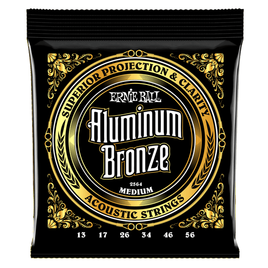 Ernie Ball P02564 Medium Acoustic Guitar Strings Aluminum Bronze 13-56 (3-Pack)