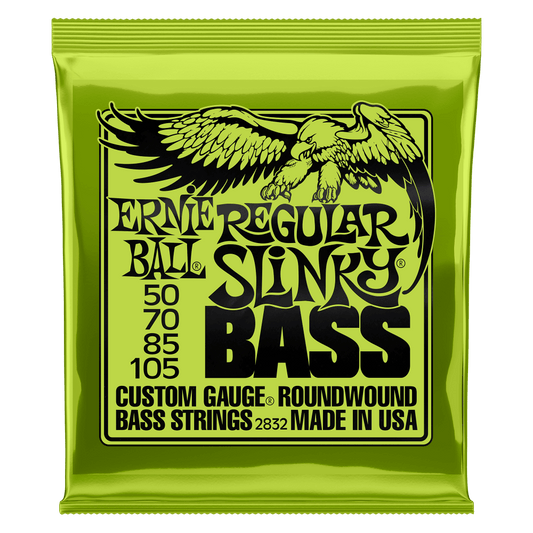 Ernie Ball P02832 Regular Slinky 4-String Electric Bass Strings Nickel Wound 50-105 (2-Pack)