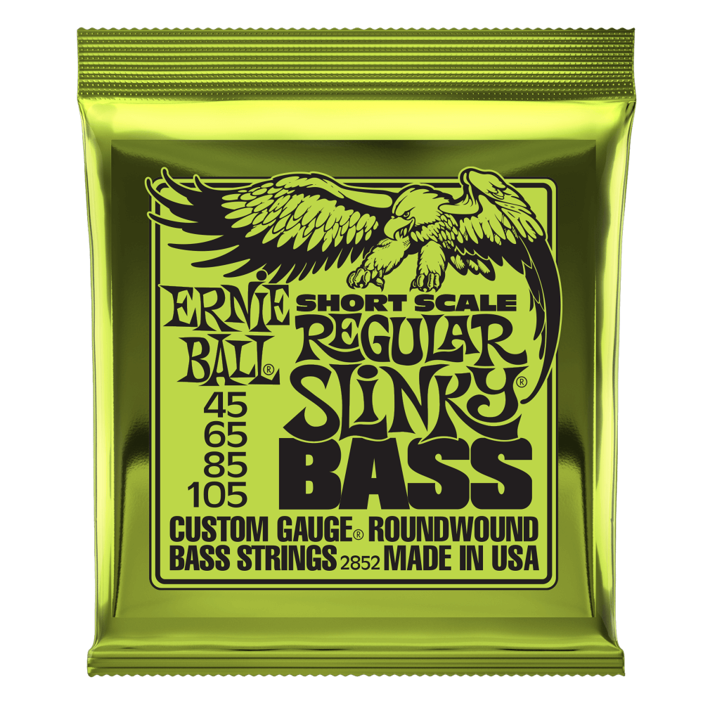 Ernie Ball P02852 Regular Slinky Short Scale 4-String Electric Bass Strings Nickel Wound 45-105 (2-Pack)
