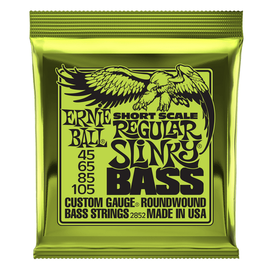 Ernie Ball P02852 Regular Slinky Short Scale 4-String Electric Bass Strings Nickel Wound 45-105 (2-Pack)