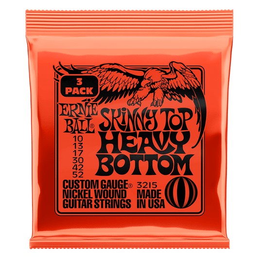 Ernie Ball P03215 Skinny Top Heavy Bottom Slinky Electric Guitar Strings Nickel Wound 10-52 (3-Pack)