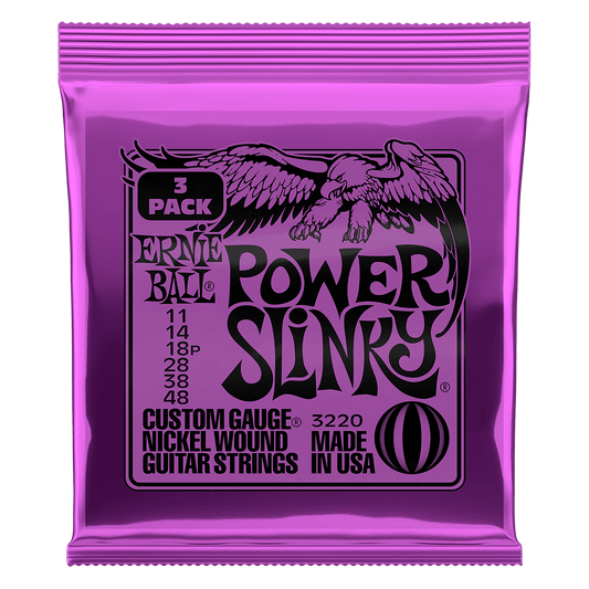 Ernie Ball P03220 Power Slinky Electric Guitar Strings Nickel Wound 11-48 (3-Pack)