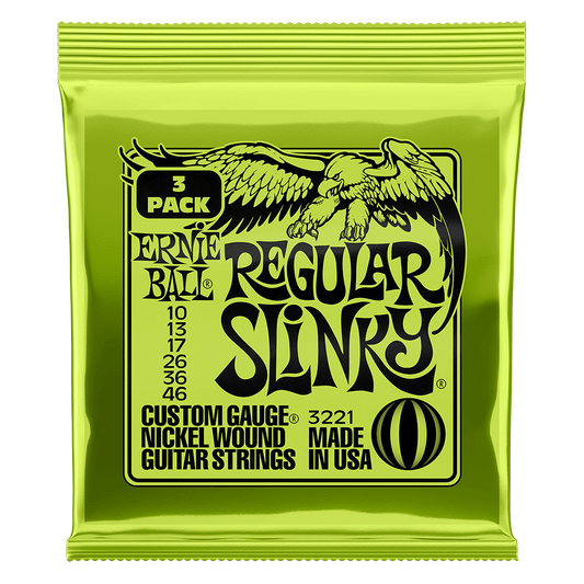 Ernie Ball P03221 Regular Slinky Electric Guitar Strings Nickel Wound 10-46 (3-Pack)