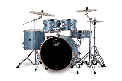 Mapex Venus 5-Piece Complete Drum Kit 10"/12"/16"/14"S/22"K w/ Hardware and Cymbals - Aqua Blue Sparkle