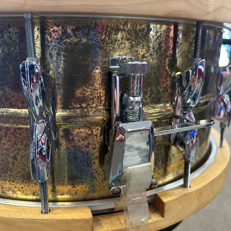 USED Premier '21' 14x6.5" Brass Rare Vintage Snare Drum W/ Wood Hoops