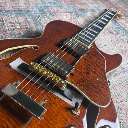 Ibanez Artcore Expressionist AG95MG Mango Top Semi-hollow Electric Guitar - Dark Amber