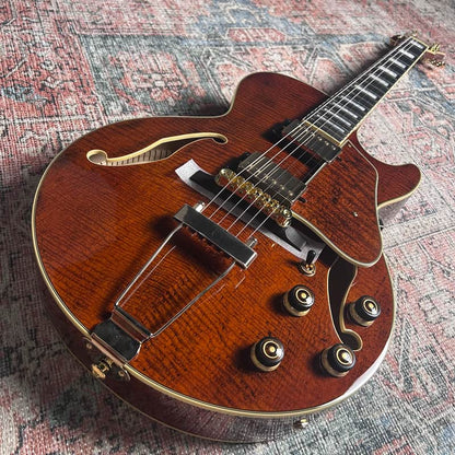 Ibanez Artcore Expressionist AG95MG Mango Top Semi-hollow Electric Guitar - Dark Amber