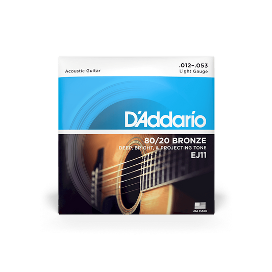 D'Addario EJ11 Regular Light Acoustic Guitar Strings 12-53 80/20 Bronze (3-Pack)
