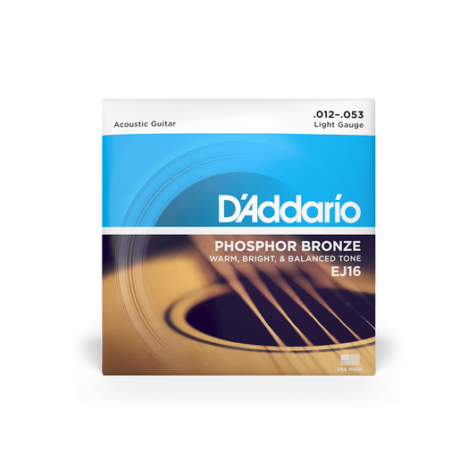 D'Addario EJ16 Regular Light Acoustic Guitar Songs 12-53 Phosphor Bronze (3-Pack)