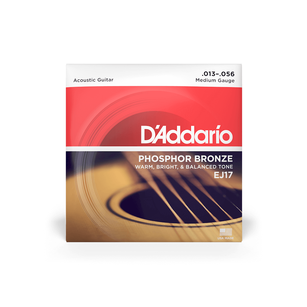 D'Addario EJ17 Medium Acoustic Guitar Strings 13-56 Phosphor Bronze (3-Pack)
