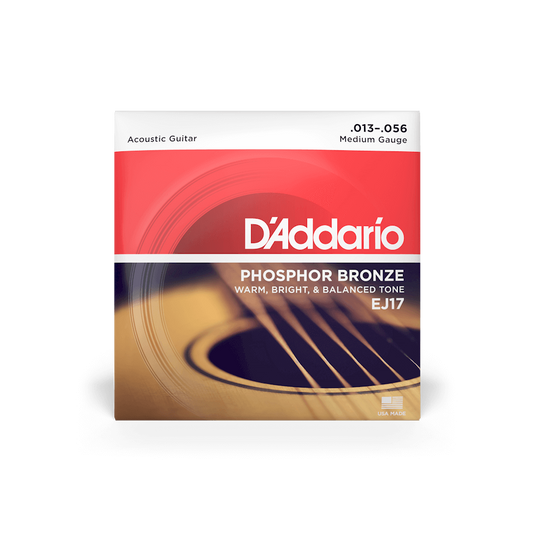 D'Addario EJ17 Medium Acoustic Guitar Strings 13-56 Phosphor Bronze (3-Pack)
