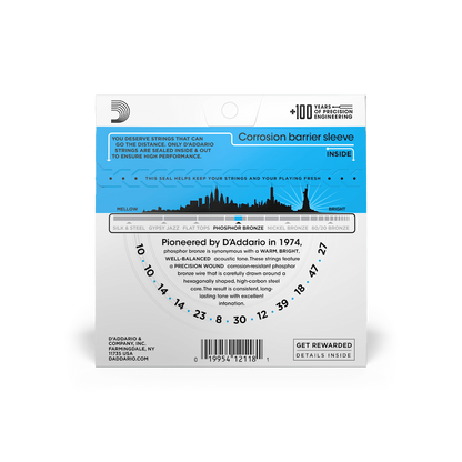 D'Addario EJ38 Regular Light 12-String Acoustic Guitar Strings 10-47 Phosphor Bronze (3-Pack)
