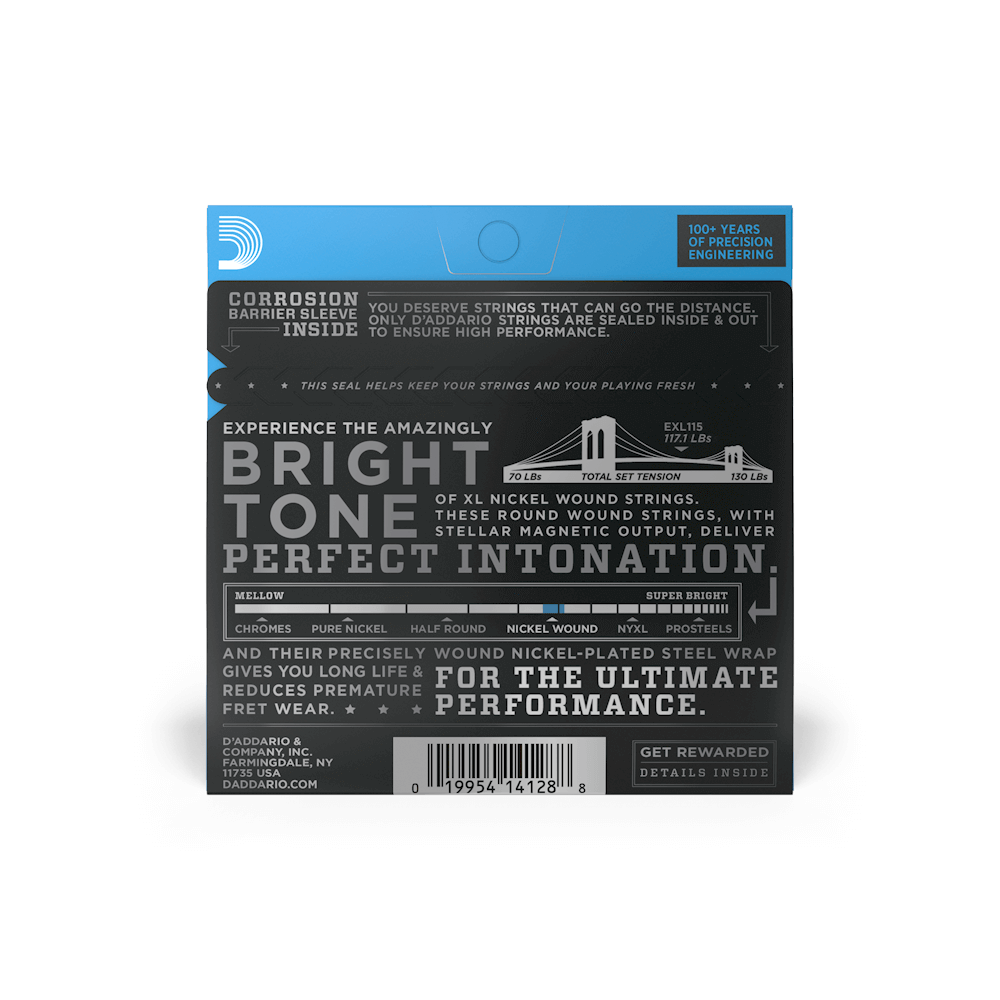 D'Addario EXL115 Medium Electric Guitar Strings 11-49 (3-Pack)
