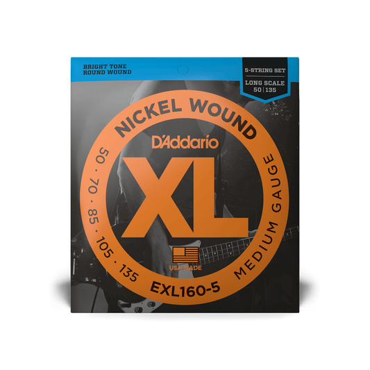 D'Addario EXL160-5 Medium Long Scale 5-String Bass Strings 50-135 (2-Pack)