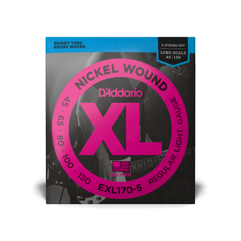 D'Addario EXL170-5 Regular Light Long Scale 5-String Bass Strings 45-130 (2-Pack)