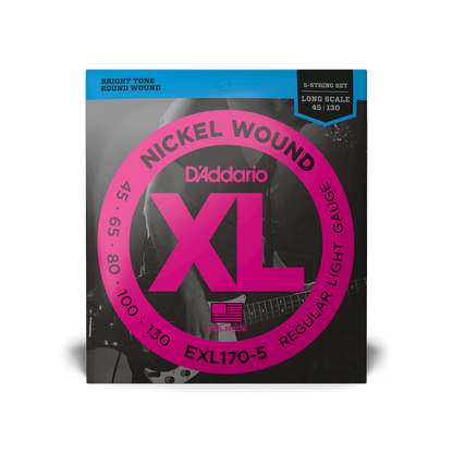 D'Addario EXL170-5 Regular Light Long Scale 5-String Bass Strings 45-130 (2-Pack)