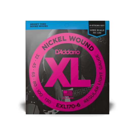 D'Addario EXL170-6 Regular Light Long Scale 6-String Bass Strings 32-130 (2-Pack)