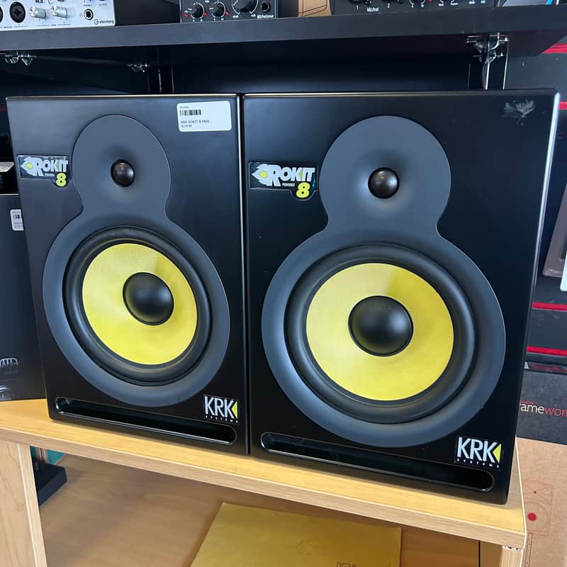 USED KRK RP-8 Rokit 2-Way 8" Active Studio Monitors (Pair) - Black and Yellow